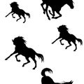 Seamless pattern, black silhouettes of horses Royalty Free Stock Photo